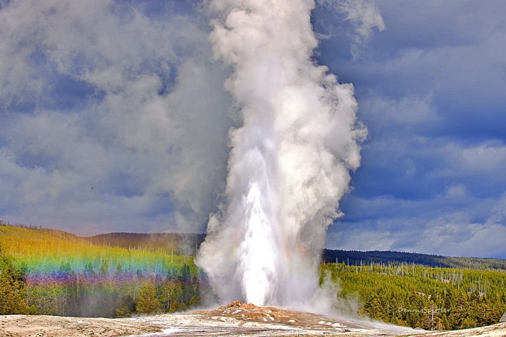 Old Faithful Rainbow Photography Print - Yellowstone National Park Art