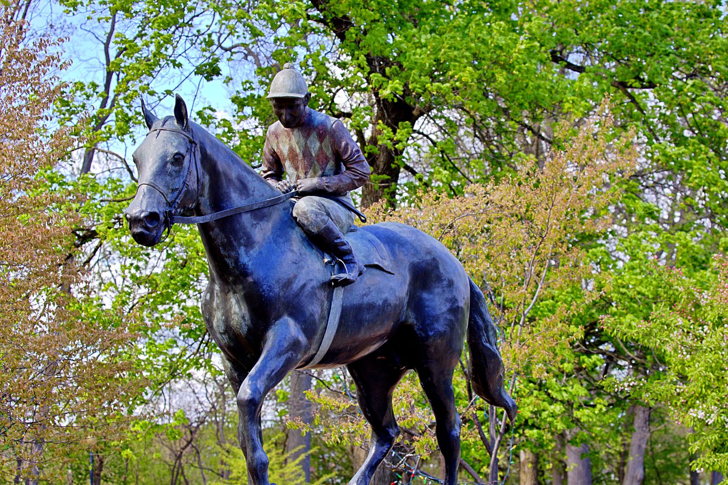 Saratoga Jockey & Racehorse Bronze Statue — Congress Park Photography Print