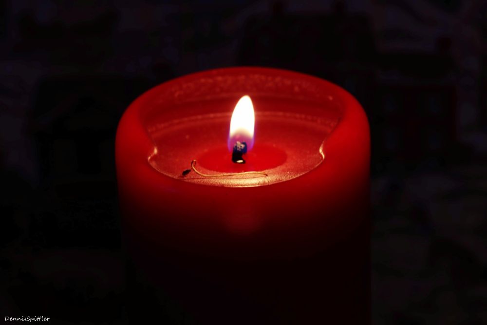 Red Candle Twilight - Tranquil Flame Photography Print