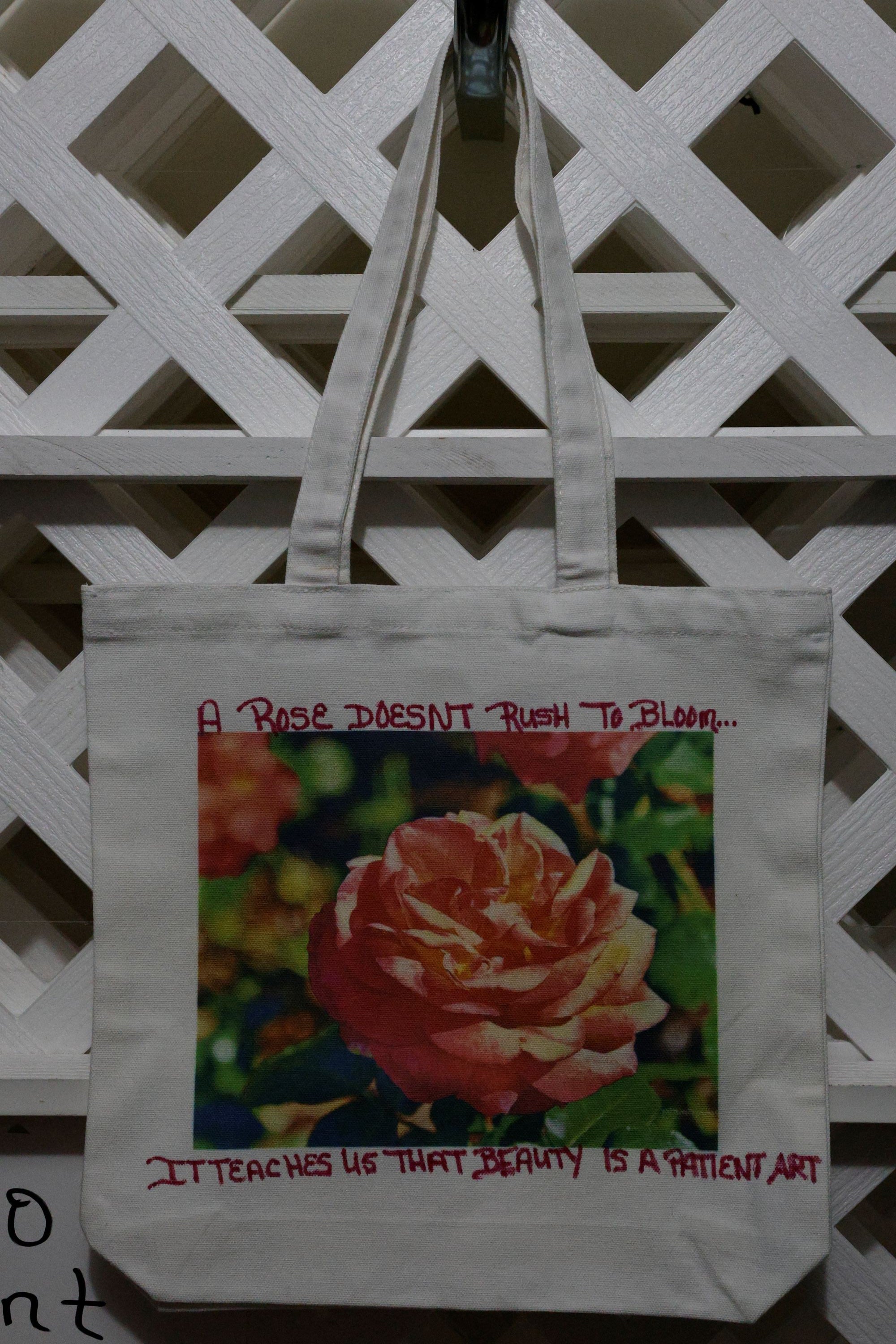 A Rose Doesn't Rush To Bloom — Inspirational Canvas Tote Bag | EL Photography